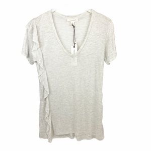 NWT TREASURE & BOND Grey Ruffle V-neck T-shirt XS